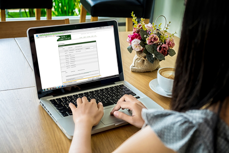 Woman viewing her online banking account